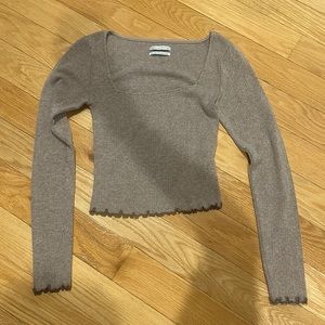 Urban outfitters square neck lettuce edge sweater